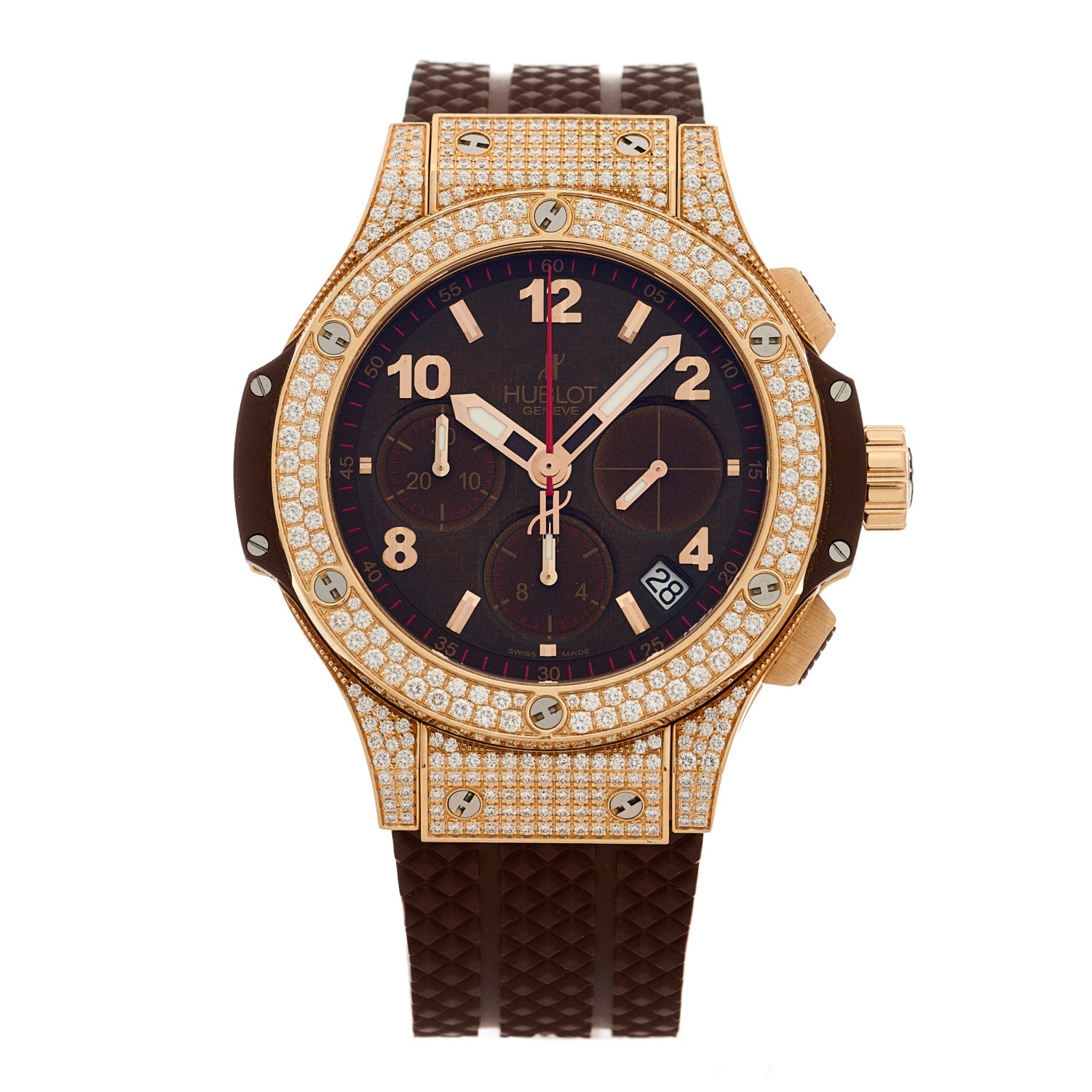 Hublot 18K Rose Gold Rubber Diamond 41mm Big Bang Automatic Watch Brown 341.PC.1007.RX.174 1 of 5