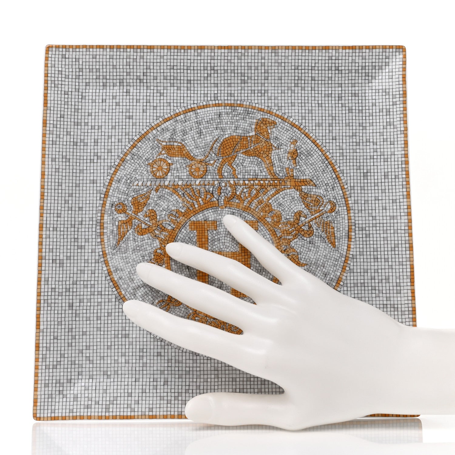 Hermes Porcelain Mosaique au 24 Square Plate 9.1" 2 of 4