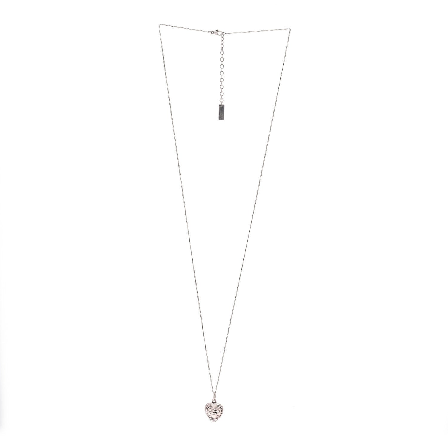 Saint Laurent Metal Heart Necklace Silver 1 of 6