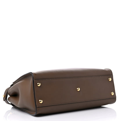 Fendi Vitello Seta Fabric Jacquard Pequin Medium Peekaboo Iconic Satchel Foresta Tobacco 4 of 9