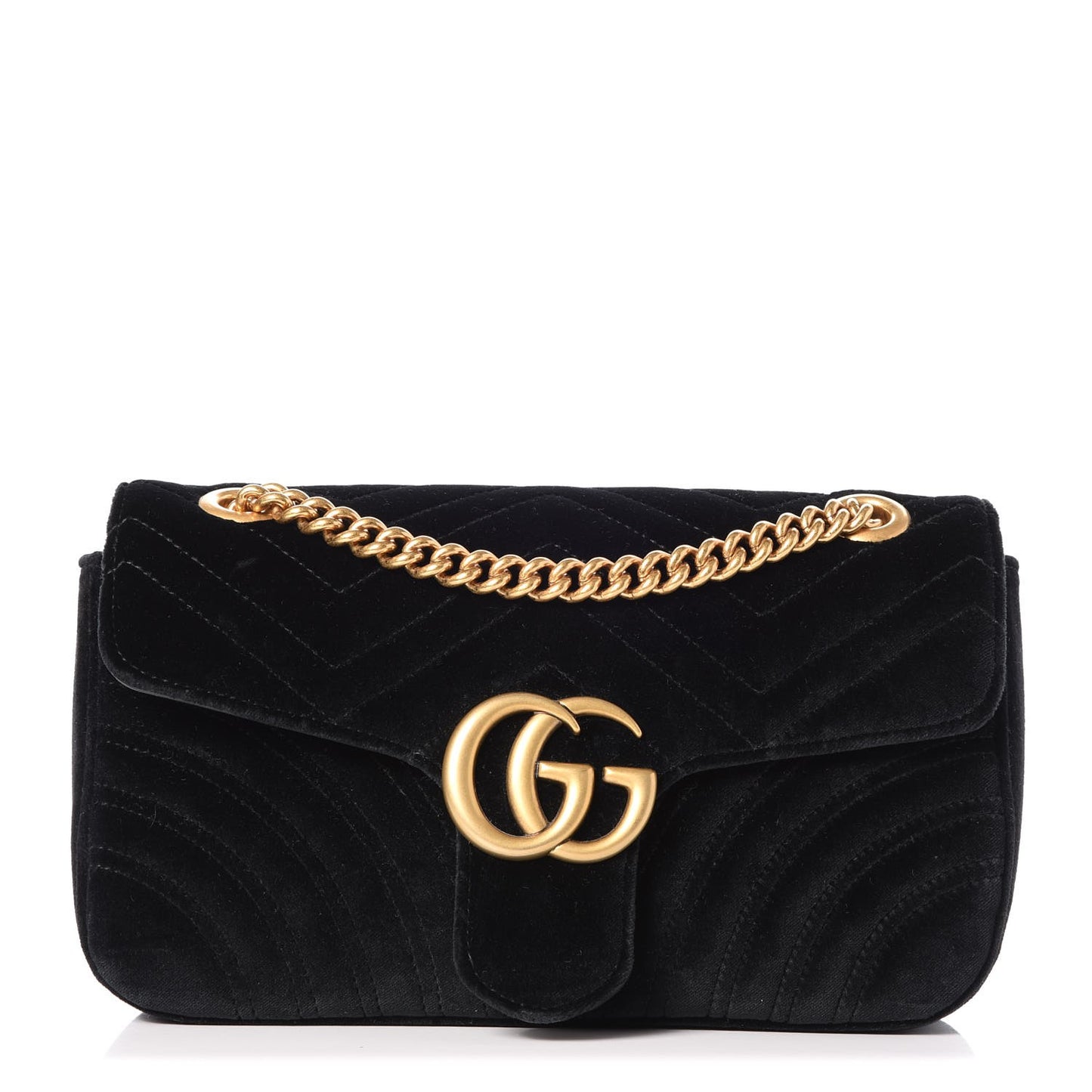 Velvet Matelasse Small GG Marmont Shoulder Bag Black
