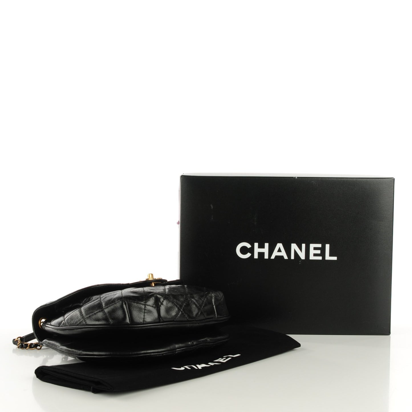 Calfskin Quilted Medium Bubble CC Flap Black