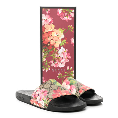 Gucci GG Supreme Monogram Blooms Slide Sandals 40 Beige Multicolor 8 of 8