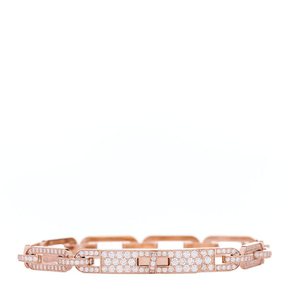 Hermes 18K Rose Gold Diamond Full Pave PM Kelly Chaine Bracelet ST 1 of 5