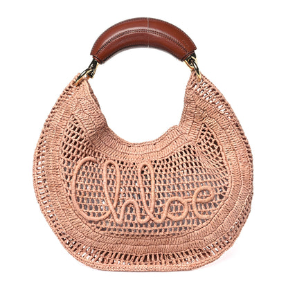 Chloe Raffia Calfskin Summer Banana Hobo Summery Beige 1 of 10