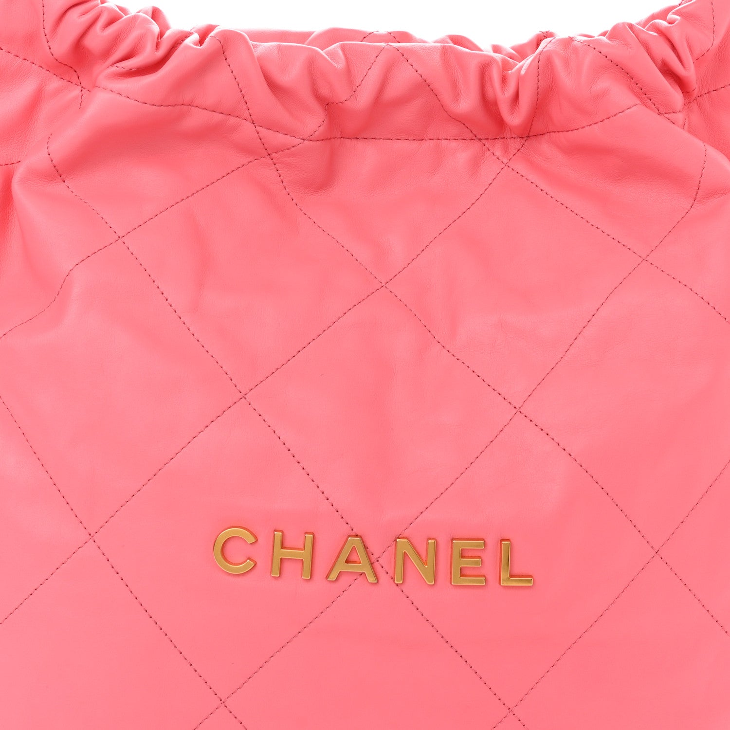 Chanel Shiny Calfskin Quilted Chanel 22 Drawstring Bag Coral Pink 9 of 12