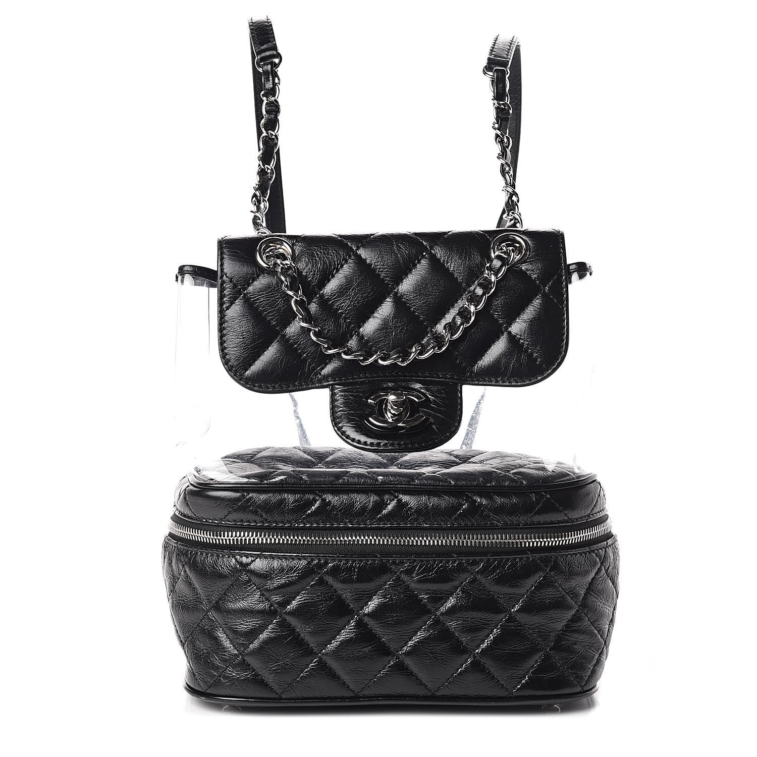 Chanel Crumpled Calfskin PVC Quilted Backpack Black 1 of 12