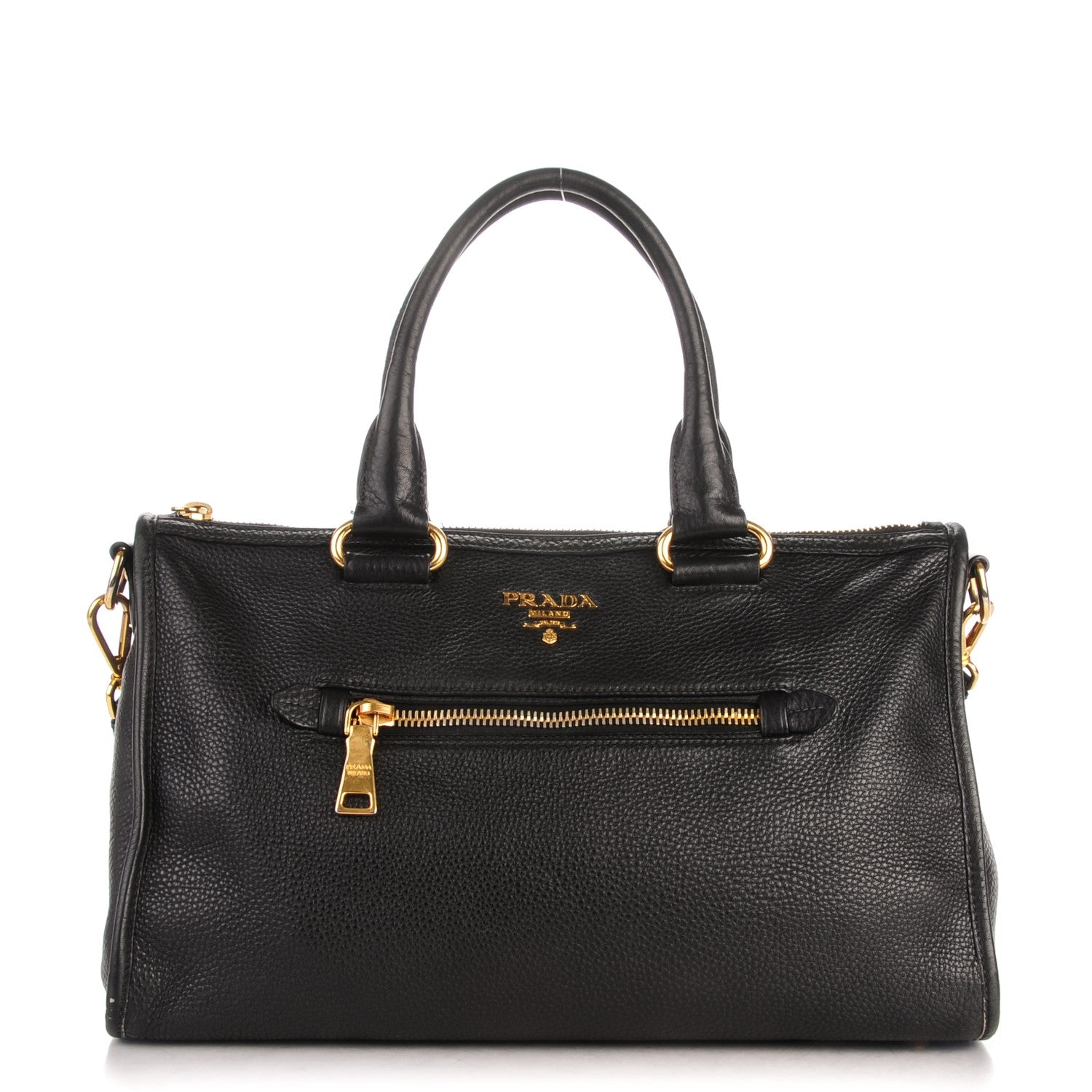 Prada Vitello Daino Shopping Satchel Black 1 of 11