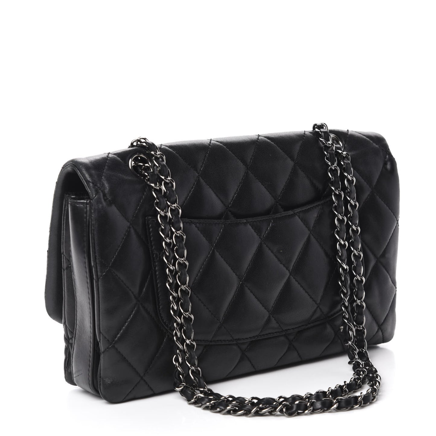 Lambskin Quilted Jumbo 3 Flap Black
