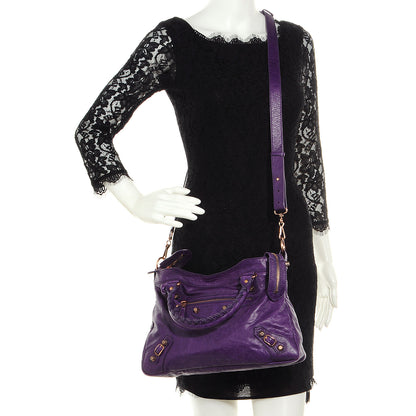 Balenciaga Agneau Giant 12 Rose Gold Hardware Town Dark Violet 2 of 10