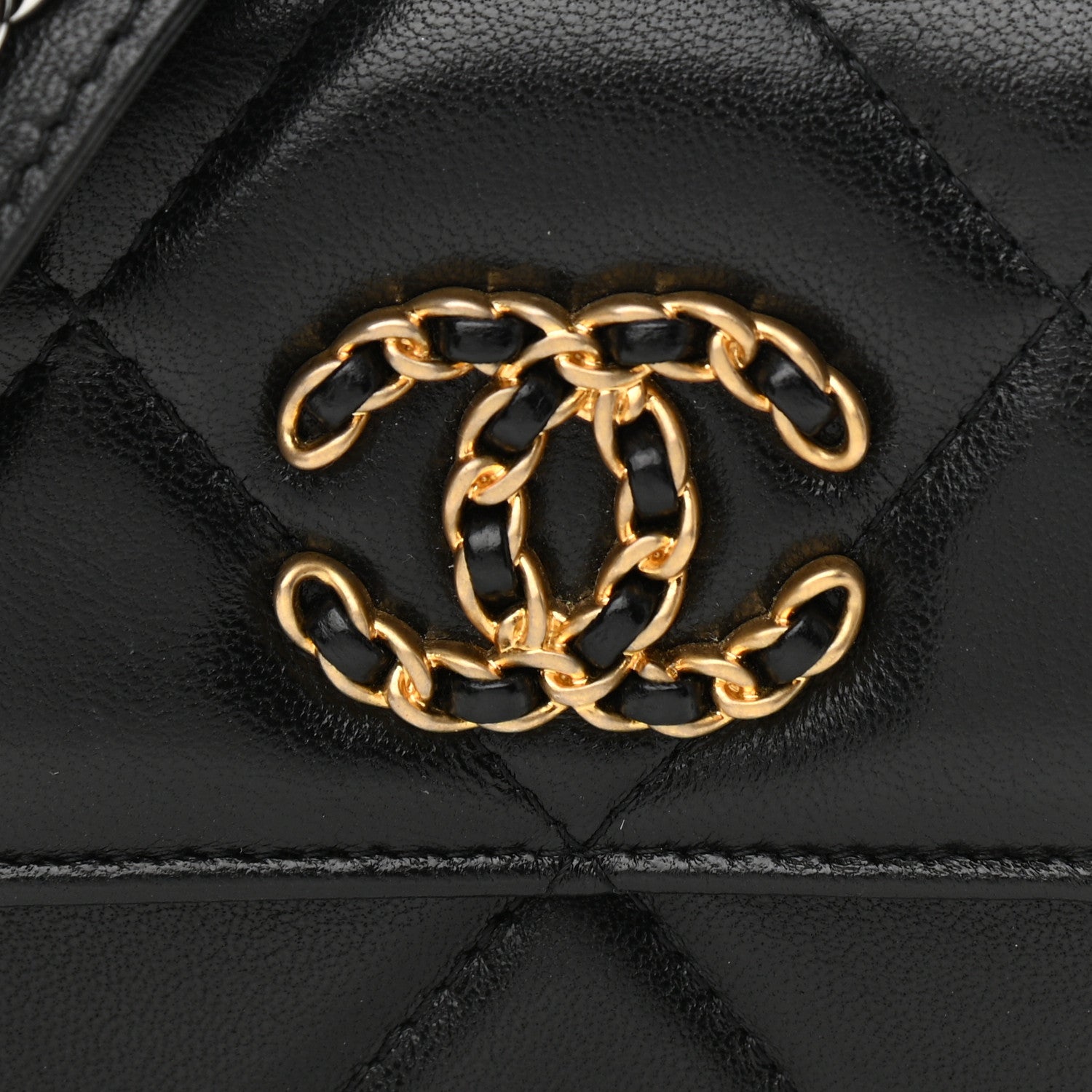 Chanel Lambskin Quilted Chanel 19 Flap Coin Purse With Chain Black 9 of 12