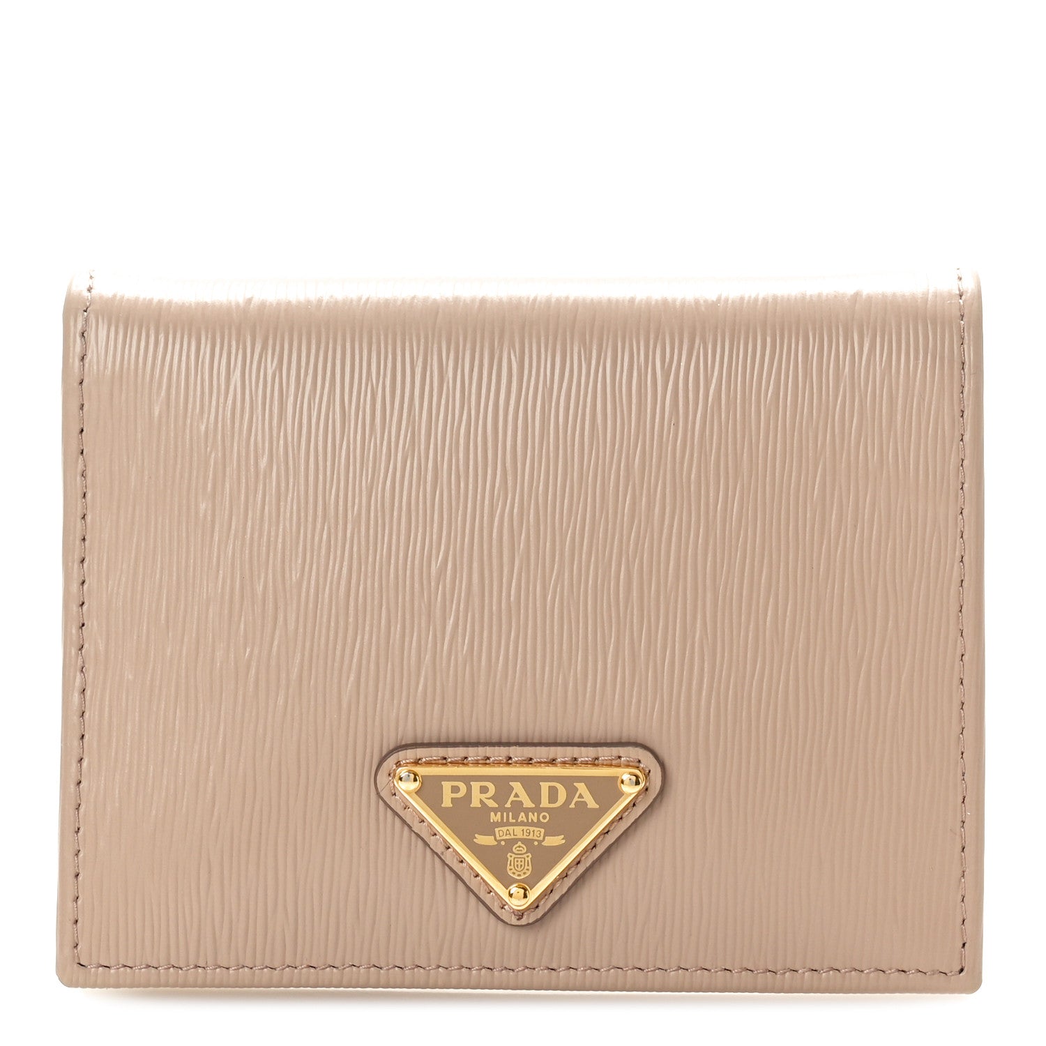 Prada Vitello Move Triangle Bi-Fold Wallet Cipria 1 of 7