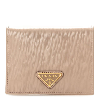 Prada Vitello Move Triangle Bi-Fold Wallet Cipria 1 of 7