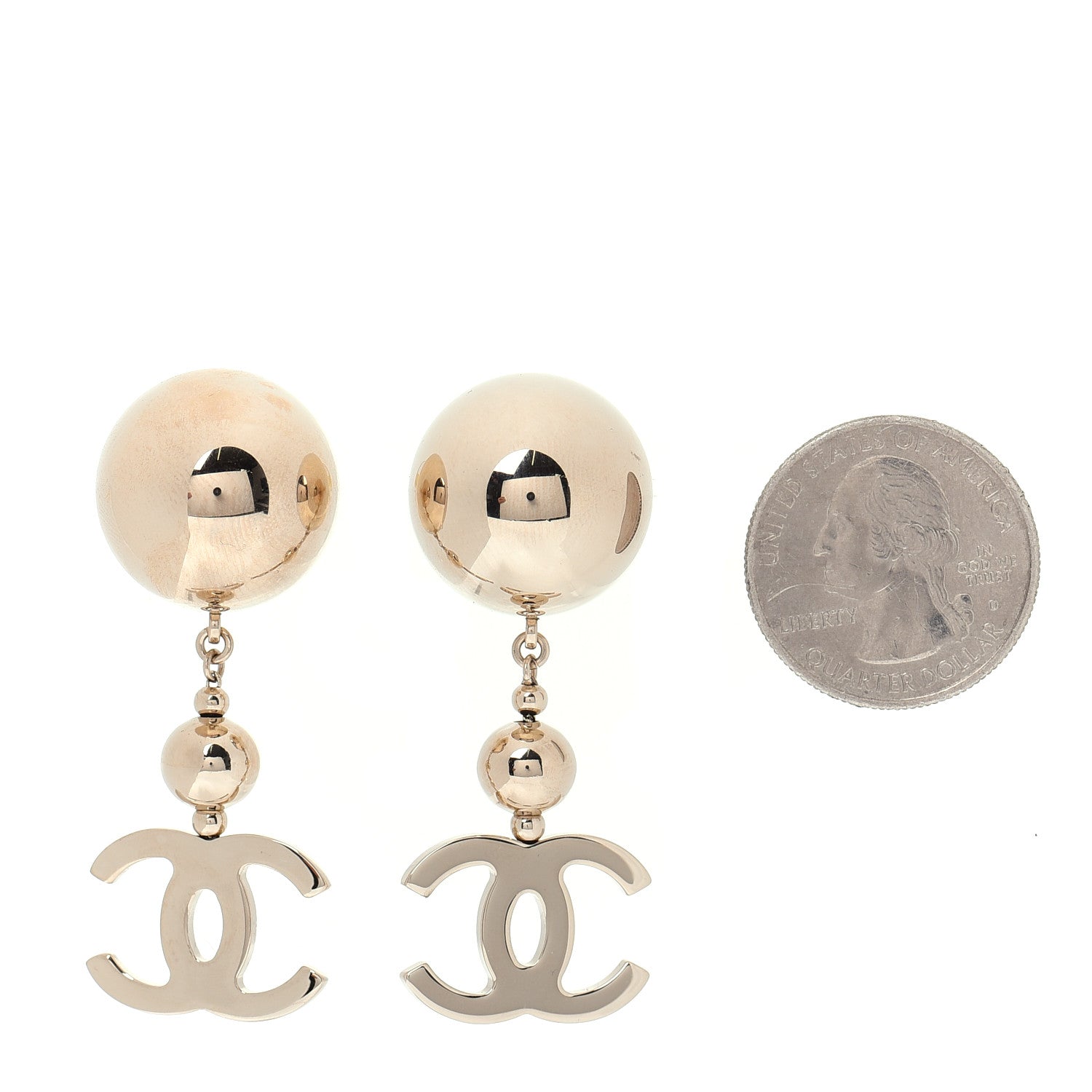 Chanel Metal CC Drop Earrings Gold 2 of 5