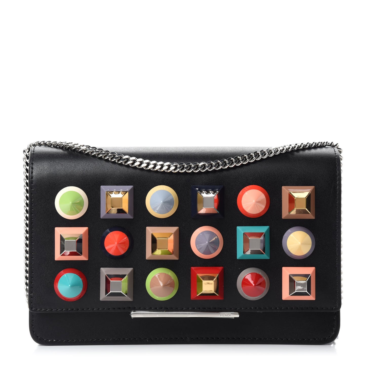 Vitello Liberty Studded Tube Wallet On Chain Black Multicolor