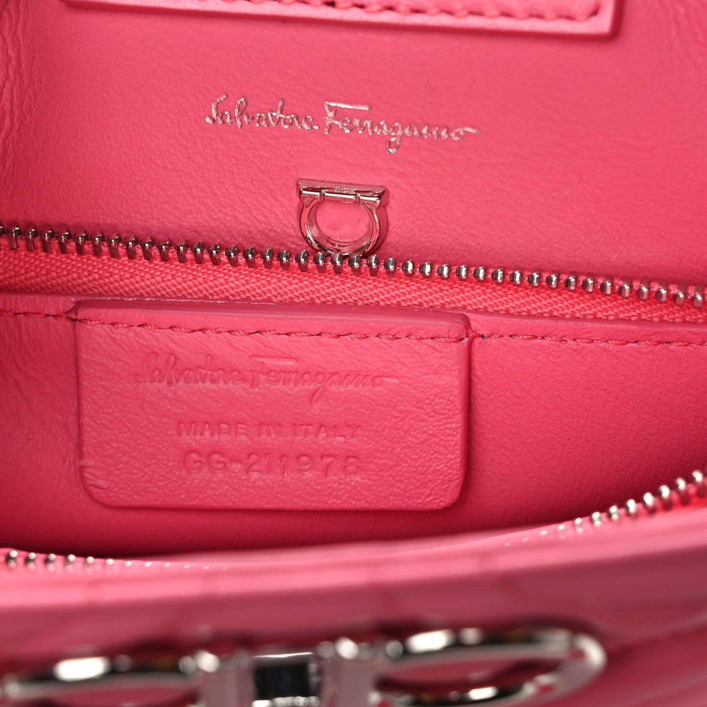 Calfskin Embossed Logo Plaque Gancini Tote Peony