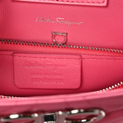 Salvatore Ferragamo Calfskin Embossed Logo Plaque Gancini Tote Peony 6 of 9