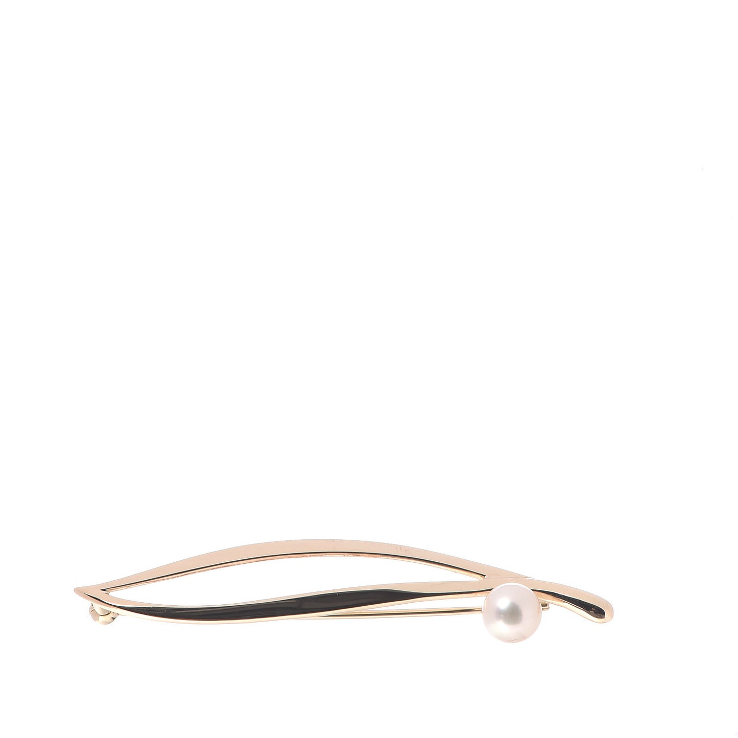 14K Yellow Gold Akoya Pearl 6mm Leaf Brooch