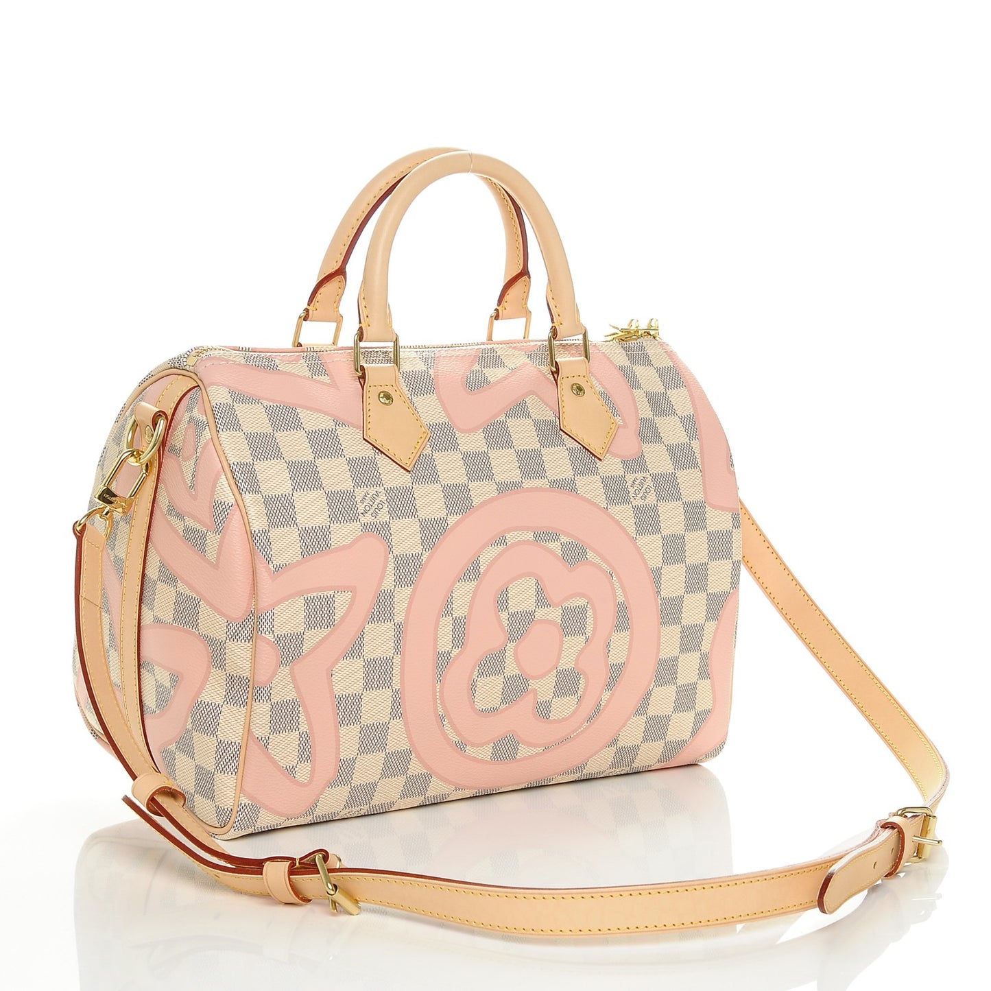 Damier Azur Tahitienne Speedy Bandouliere 30 Rose Ballerine