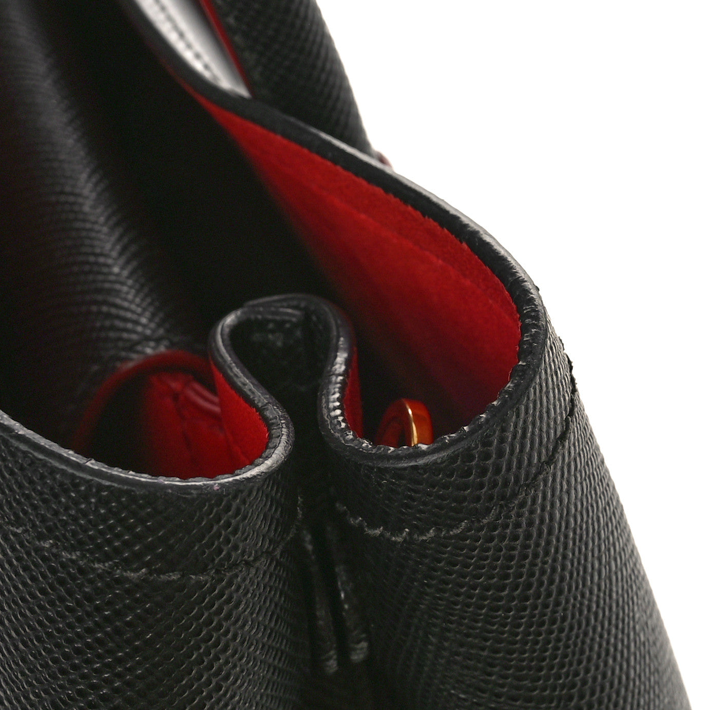 Prada Saffiano Cuir Medium Double Bag Black Fuoco 9 of 10