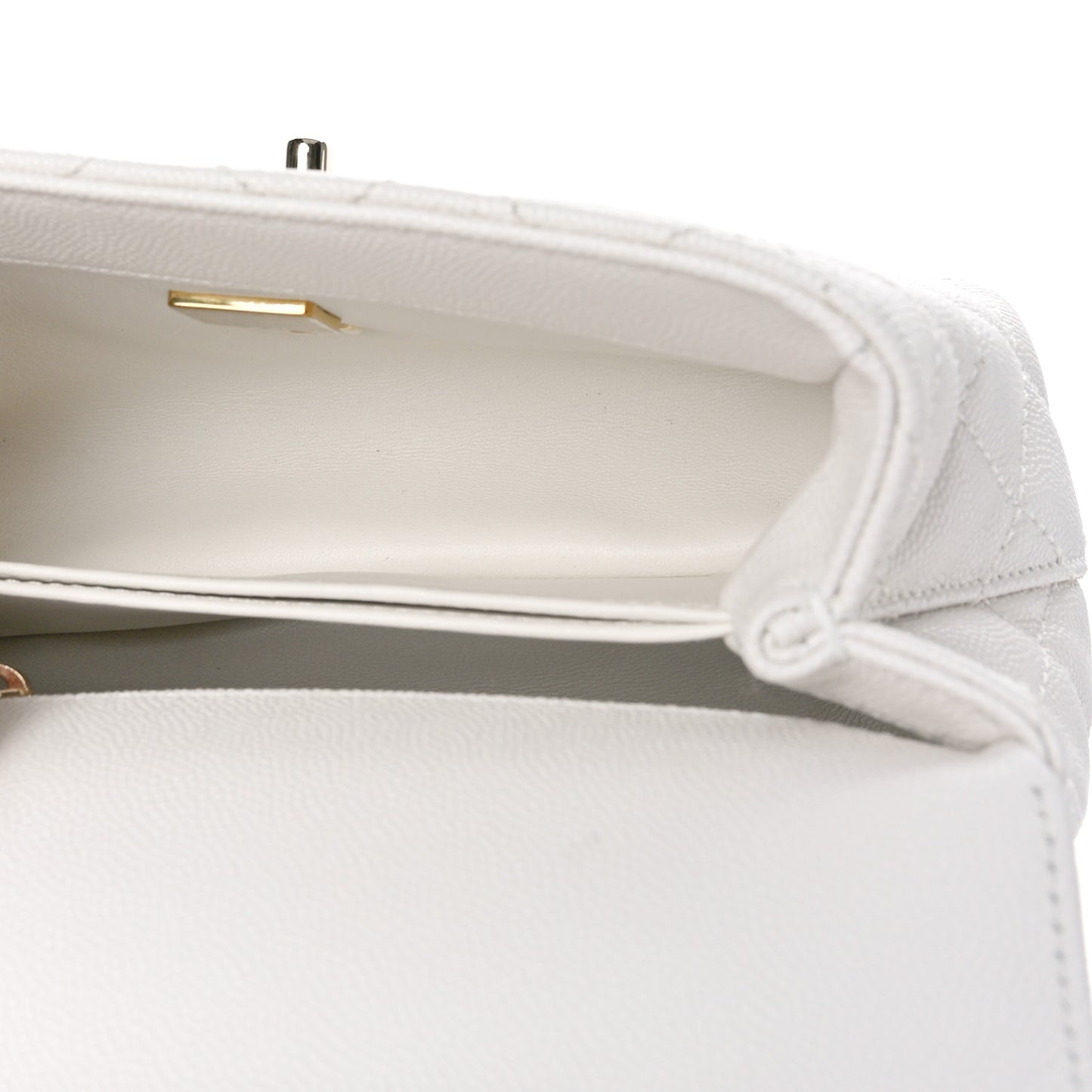 Caviar Quilted Extra Mini Coco Handle Flap White