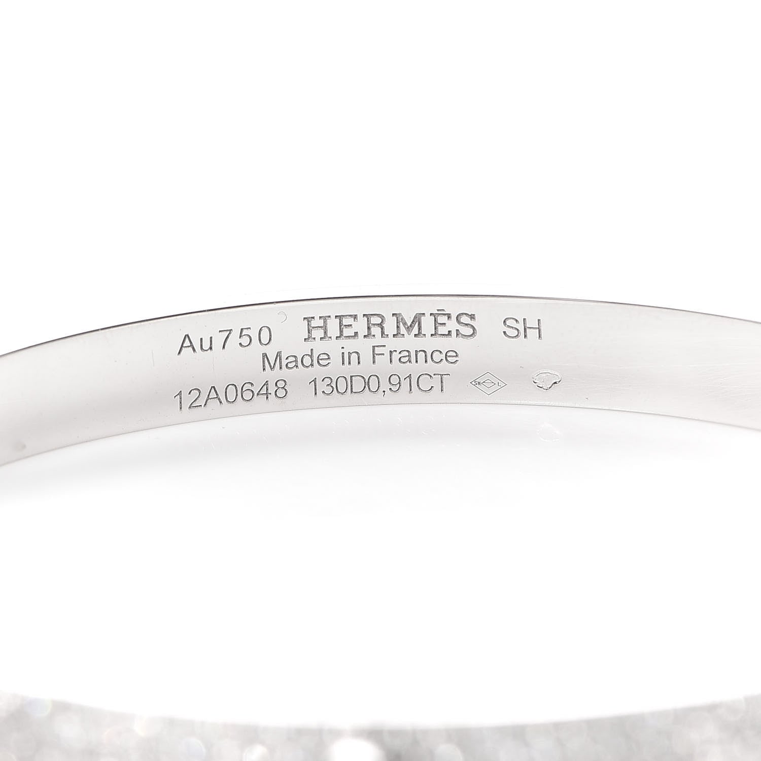 Hermes 18K White Gold Pave Diamond PM Collier De Chien Bracelet SH 4 of 4