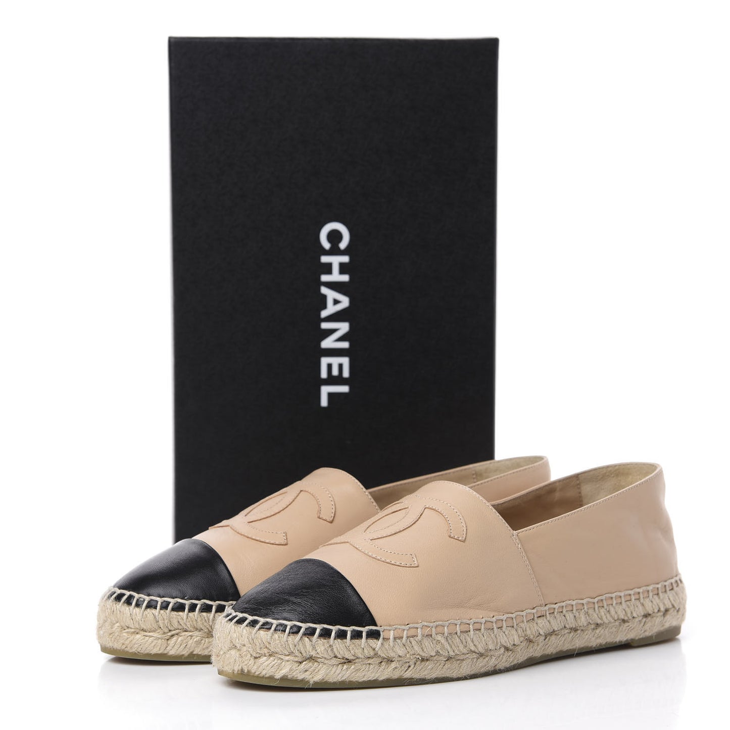 Lambskin CC Espadrilles 38 Beige Black
