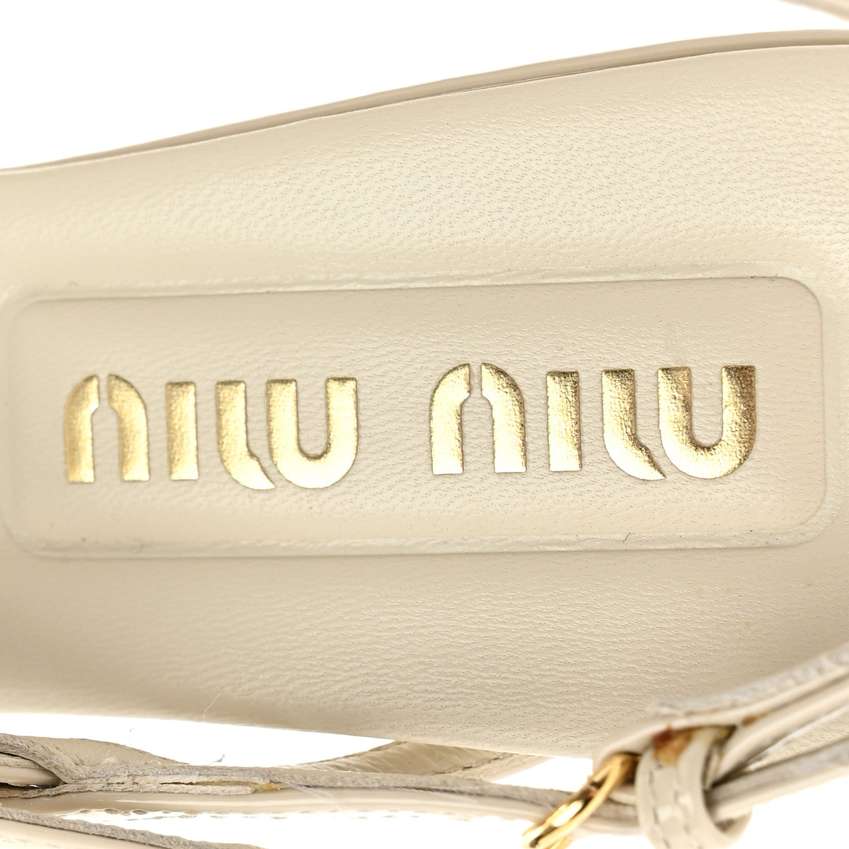 Miu Miu Vernice Buckle 55mm Slingback Pumps 36 Avorio 7 of 9