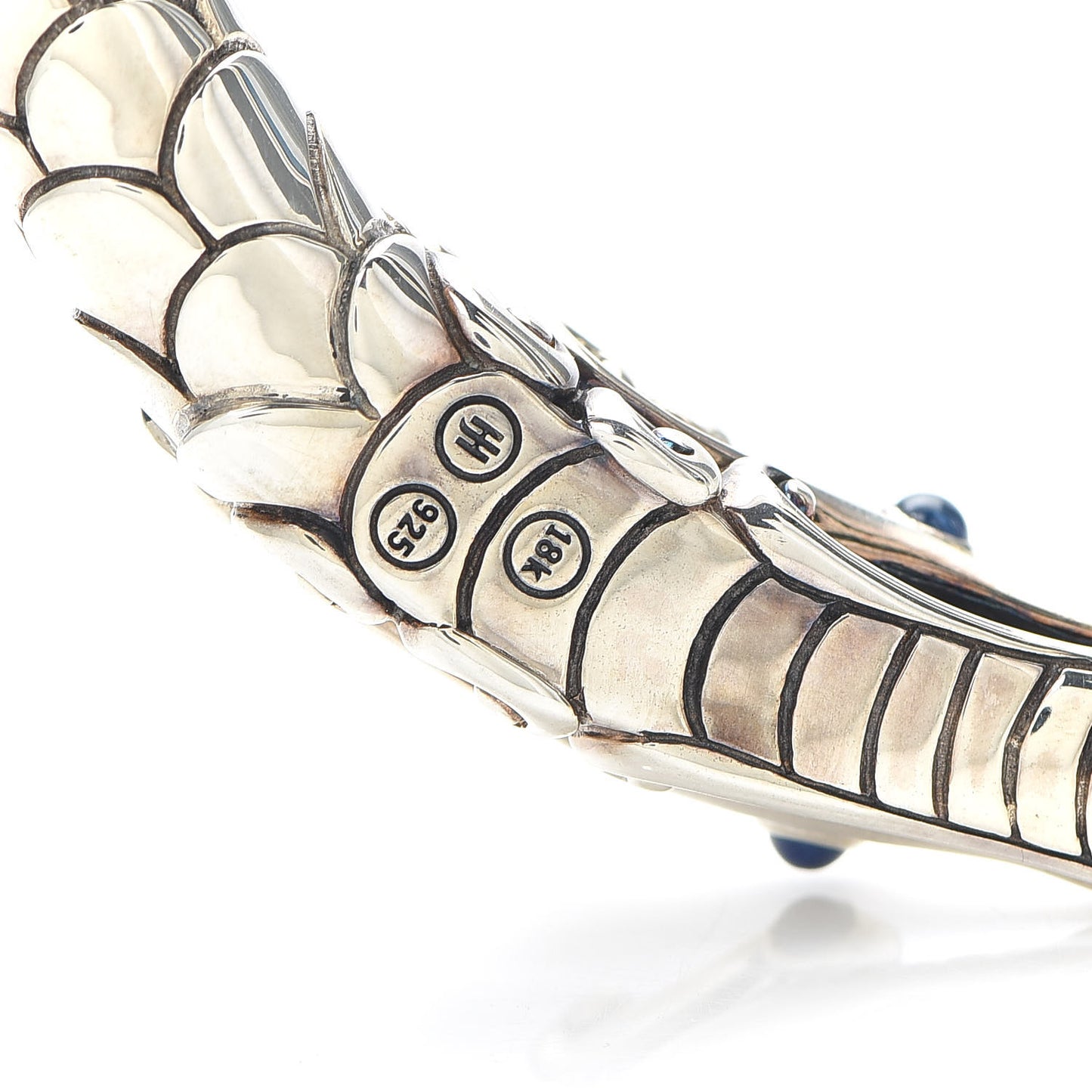 Sterling Silver 18K Yellow Gold Sapphire Legends Naga Dragon Choker Necklace