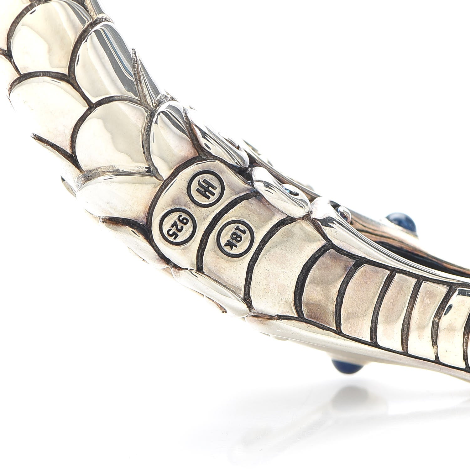 John Hardy Sterling Silver 18K Yellow Gold Sapphire Legends Naga Dragon Choker Necklace 4 of 4