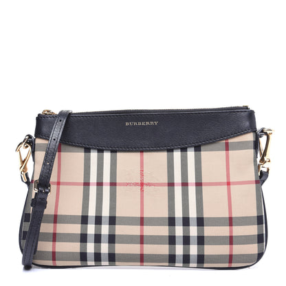 Burberry Horseferry Check Peyton Crossbody Clutch Bag Black 1 of 10