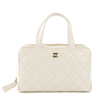 Chanel Calfskin Wild Stitch Surpique Top Handle Bag White 1 of 12