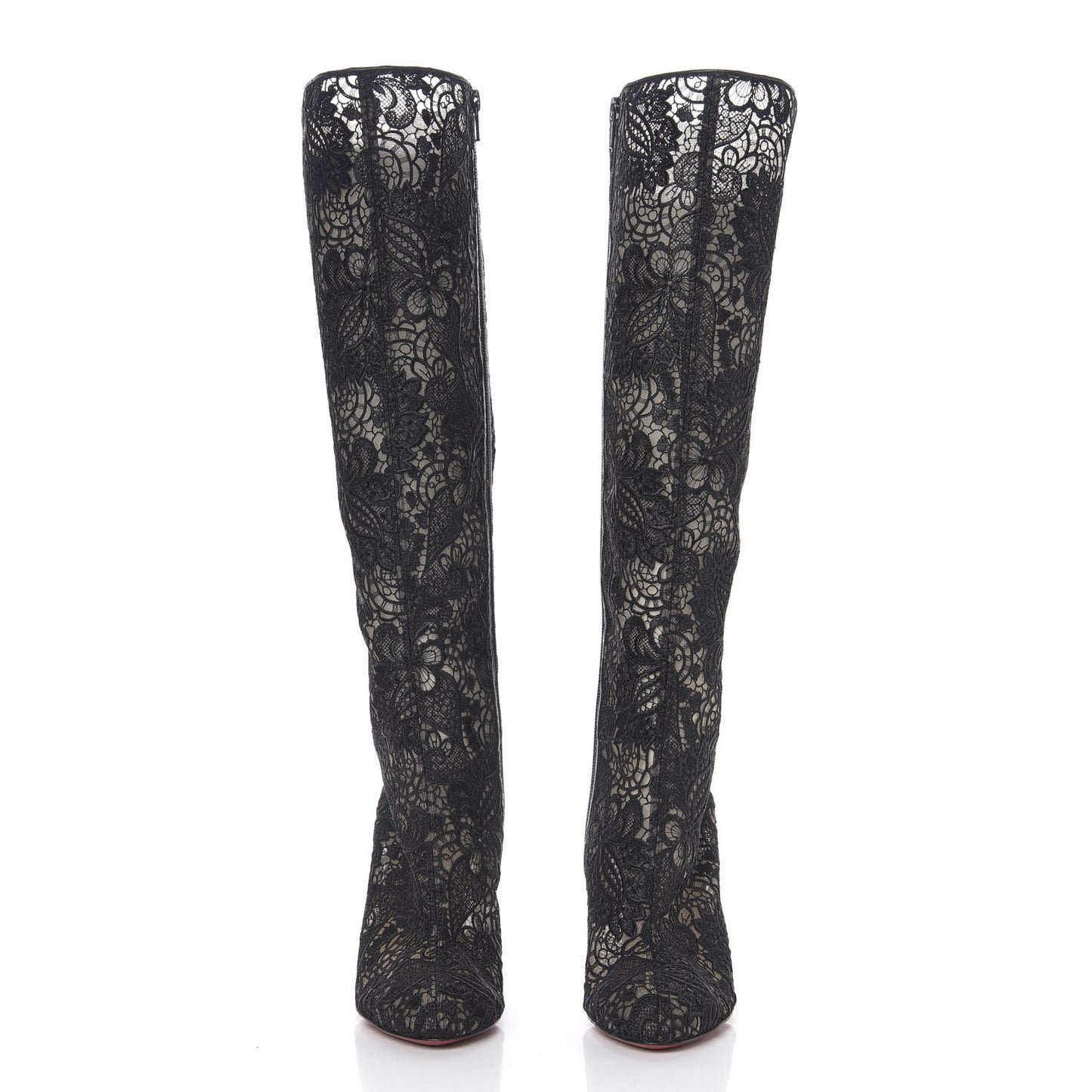 Mesh Guipure Wax Lace Kid Tennissina 100 Tall Boots 38.5 Black