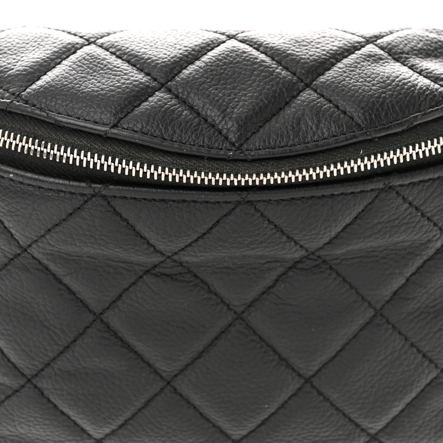 Grained Calfskin Quilted Waist Belt Bag Black