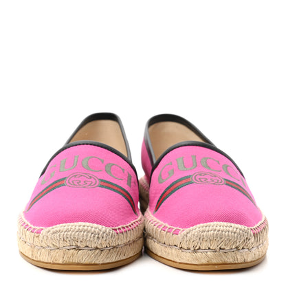 Gucci Canvas Logo Espadrilles 38.5 Cyclamen Rose Black 2 of 9