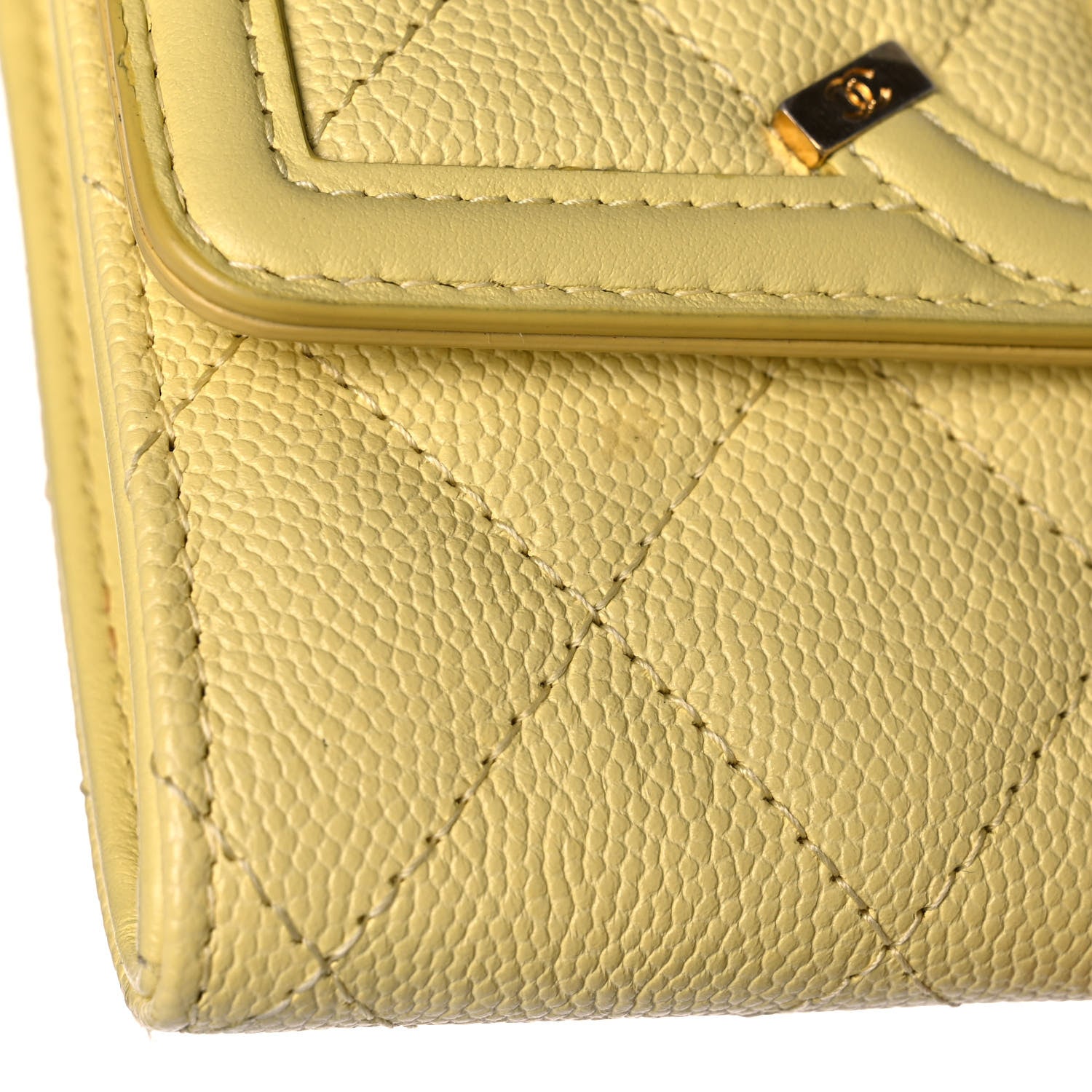Chanel Caviar Quilted Medium Filigree Flap Wallet Yellow 13 of 14