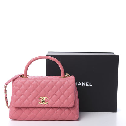 Chanel Caviar Lizard Embossed Quilted Small Coco Handle Flap Pink 12 of 12