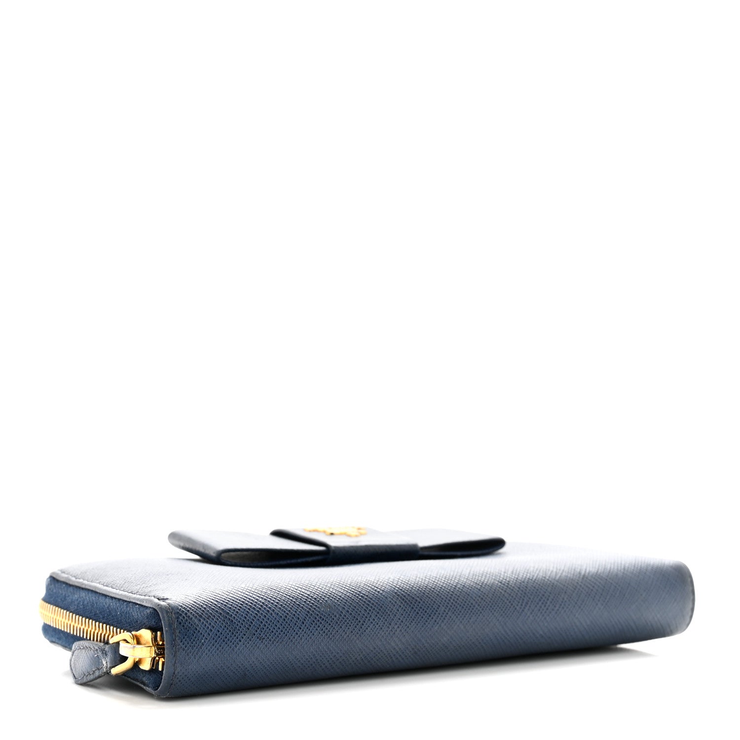 Prada Saffiano Fiocco Bow Zip Around Wallet Bluette 4 of 11