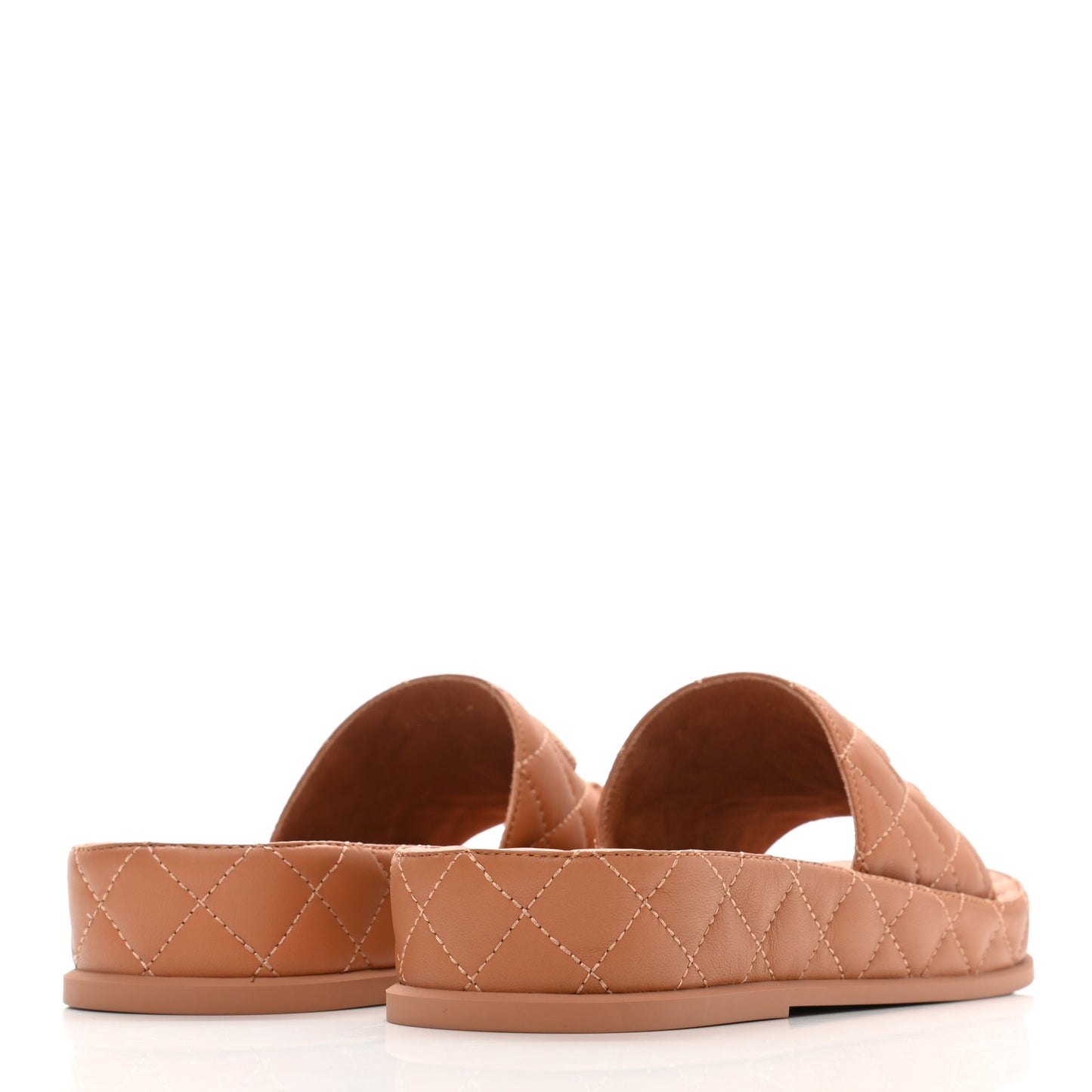 Lambskin Quilted CC Mules Sandals 36 Brown