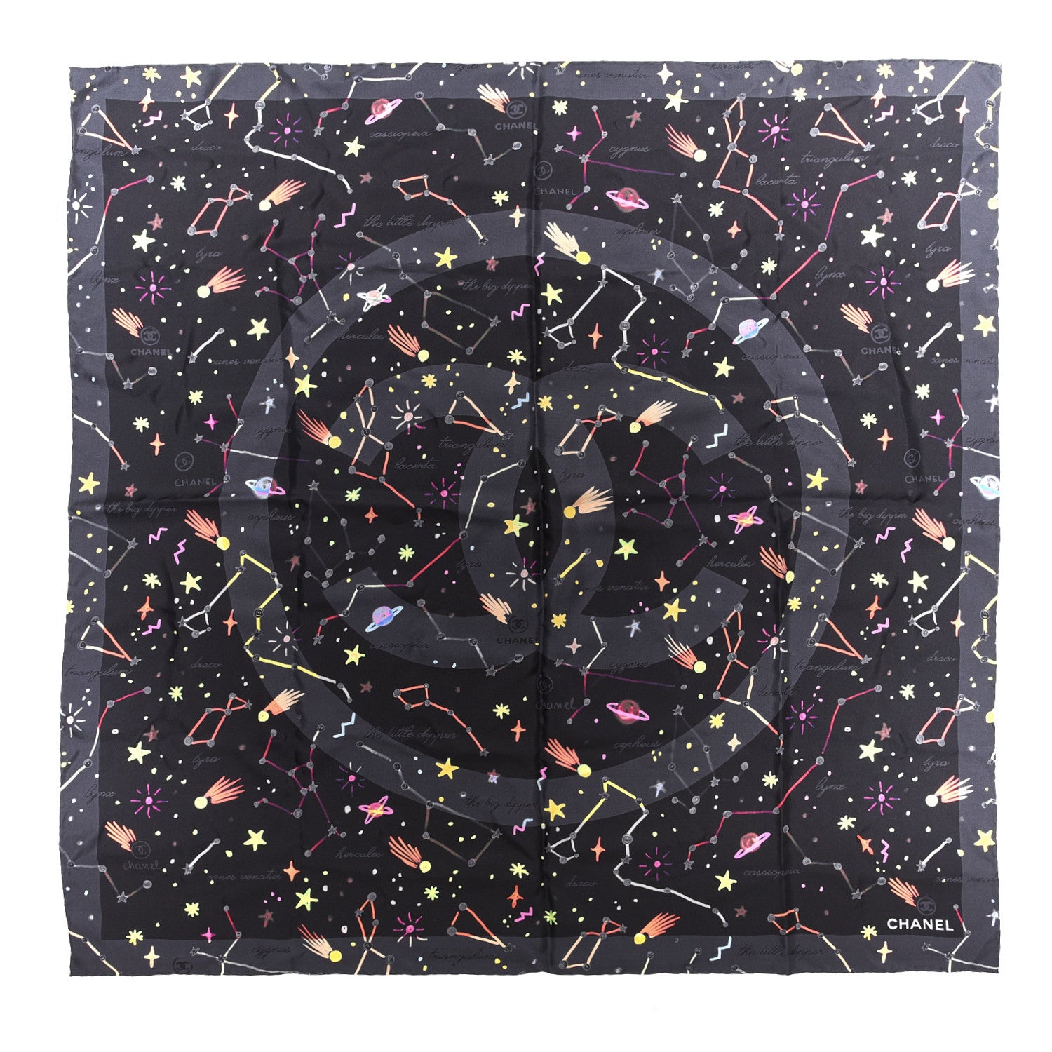 Chanel Silk Space CC Scarf Black 1 of 5