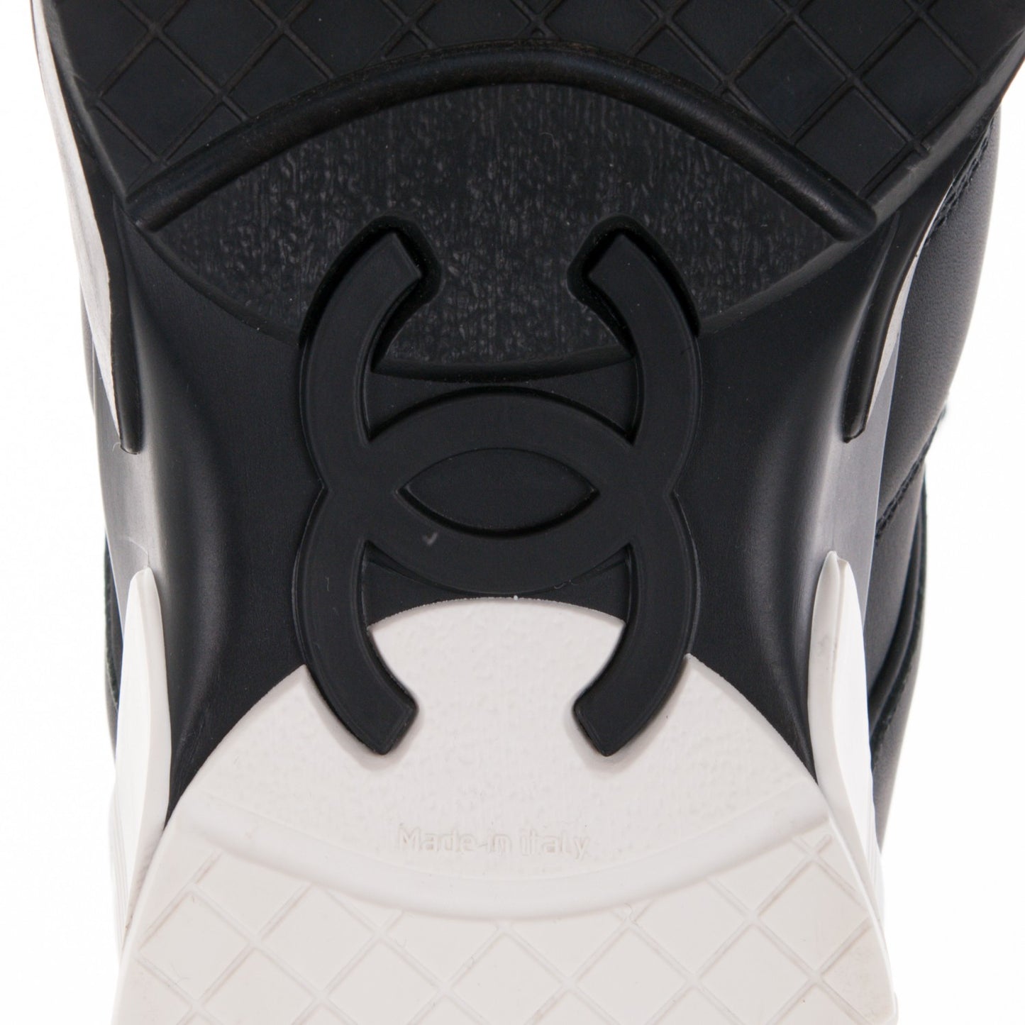 Calfskin CC Sneakers 38.5 Black White