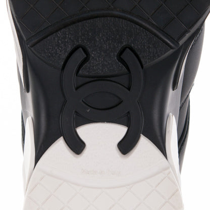 Chanel Calfskin CC Sneakers 38.5 Black White 6 of 8