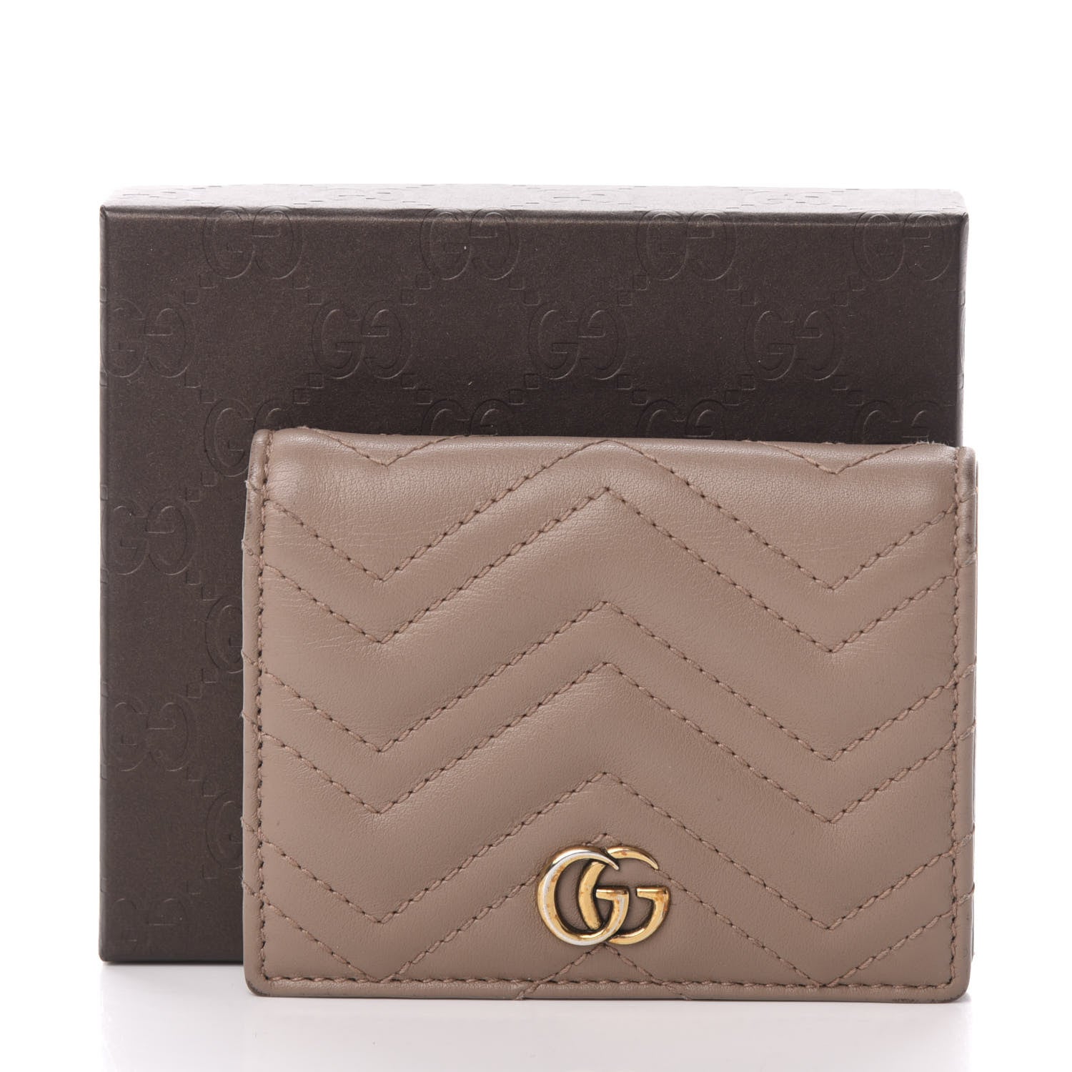 Gucci Calfskin Matelasse GG Marmont Card Case Porcelain Rose 10 of 10