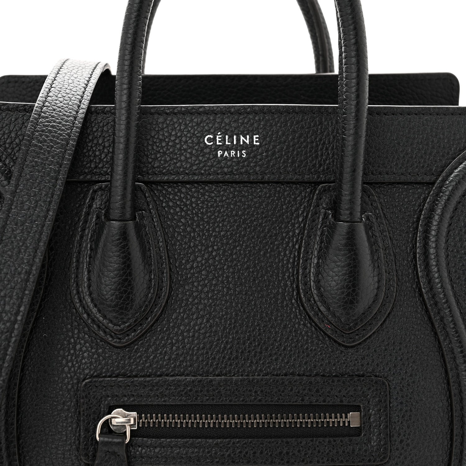 Celine Drummed Calfskin Nano Luggage Black 7 of 9