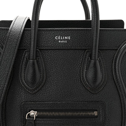 Celine Drummed Calfskin Nano Luggage Black 7 of 9