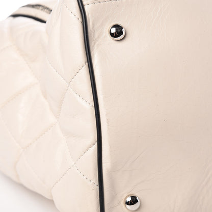 Chanel Lambskin Quilted East West Tote Ivory 9 of 10