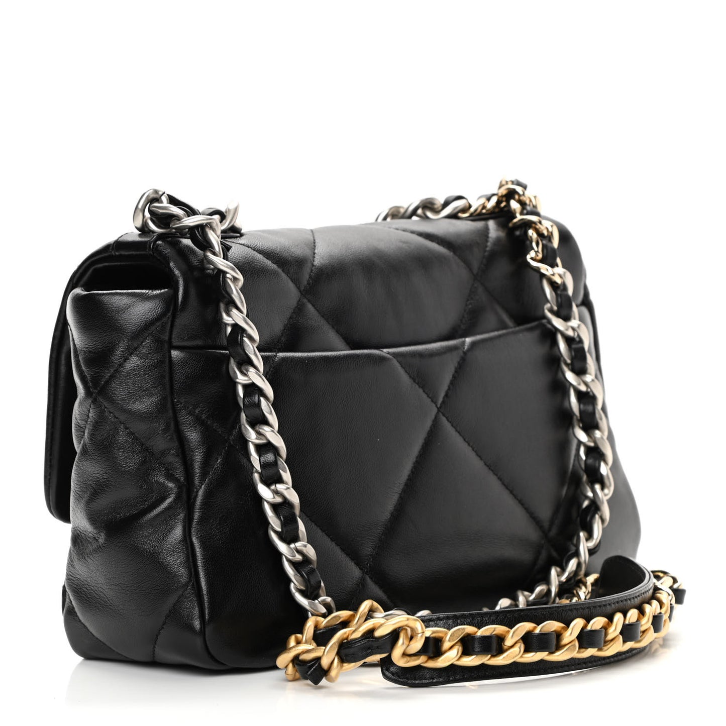 Lambskin Quilted Medium Chanel 19 Flap Black