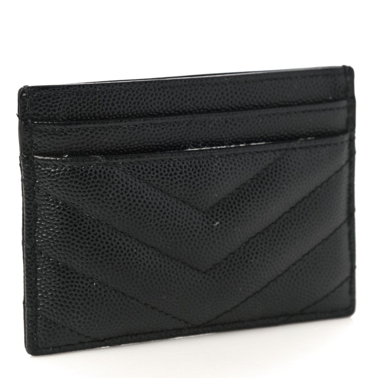 Grain De Poudre Matelasse Chevron Monogram Credit Card Case Black