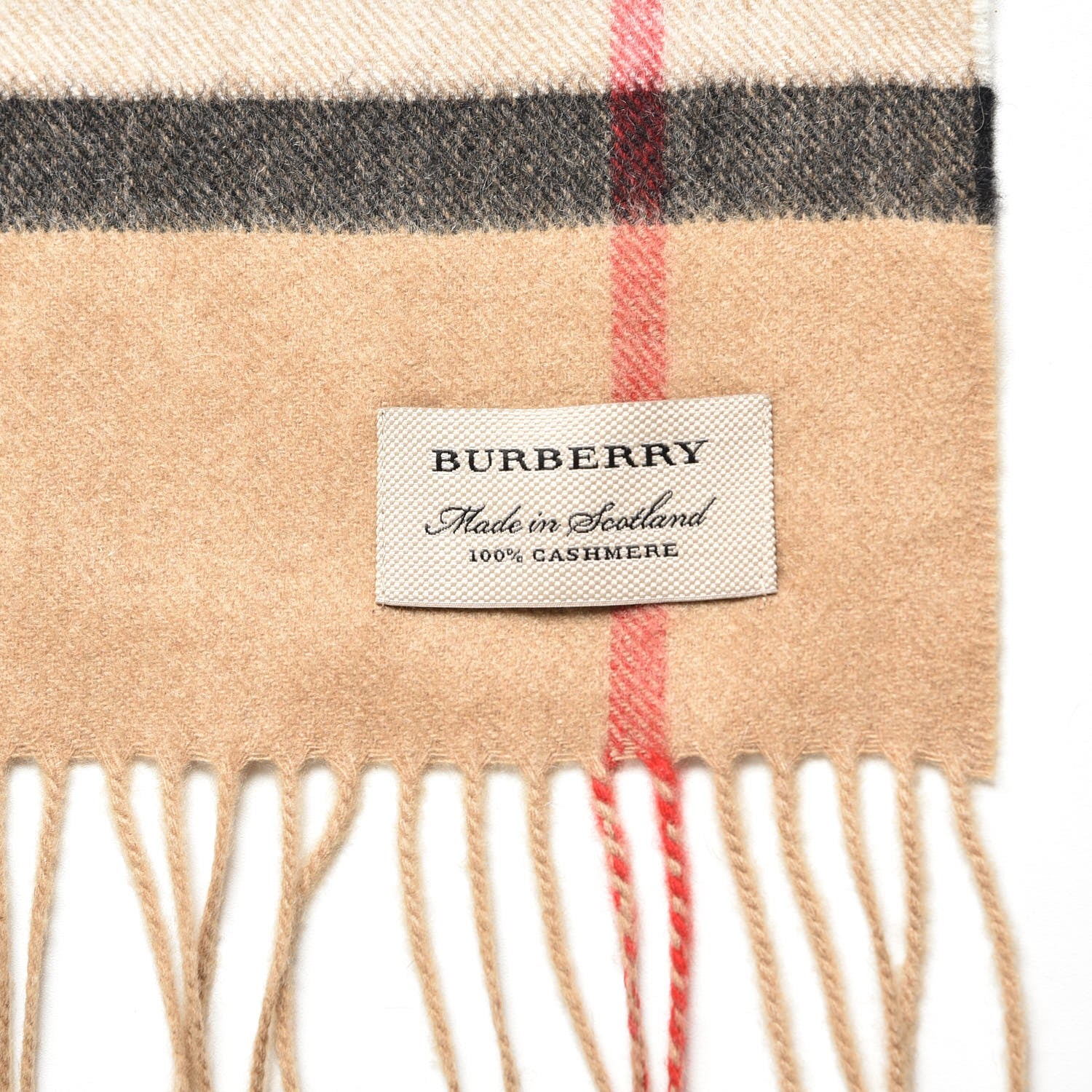 Burberry Cashmere Giant Check Fringe Scarf Camel 4 of 6