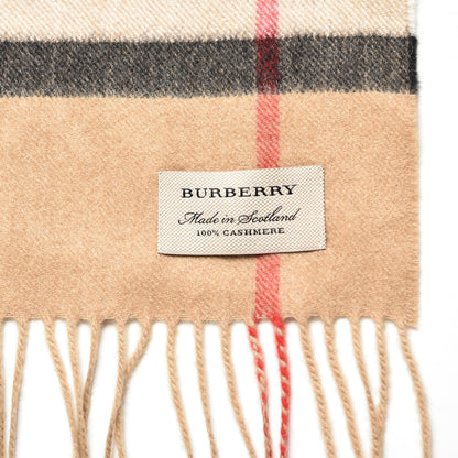 Burberry Cashmere Giant Check Fringe Scarf Camel 4 of 6